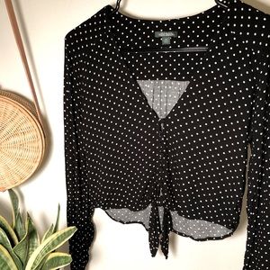 Wild Fable - Polka Dot Cropped Long sleeve blouse
